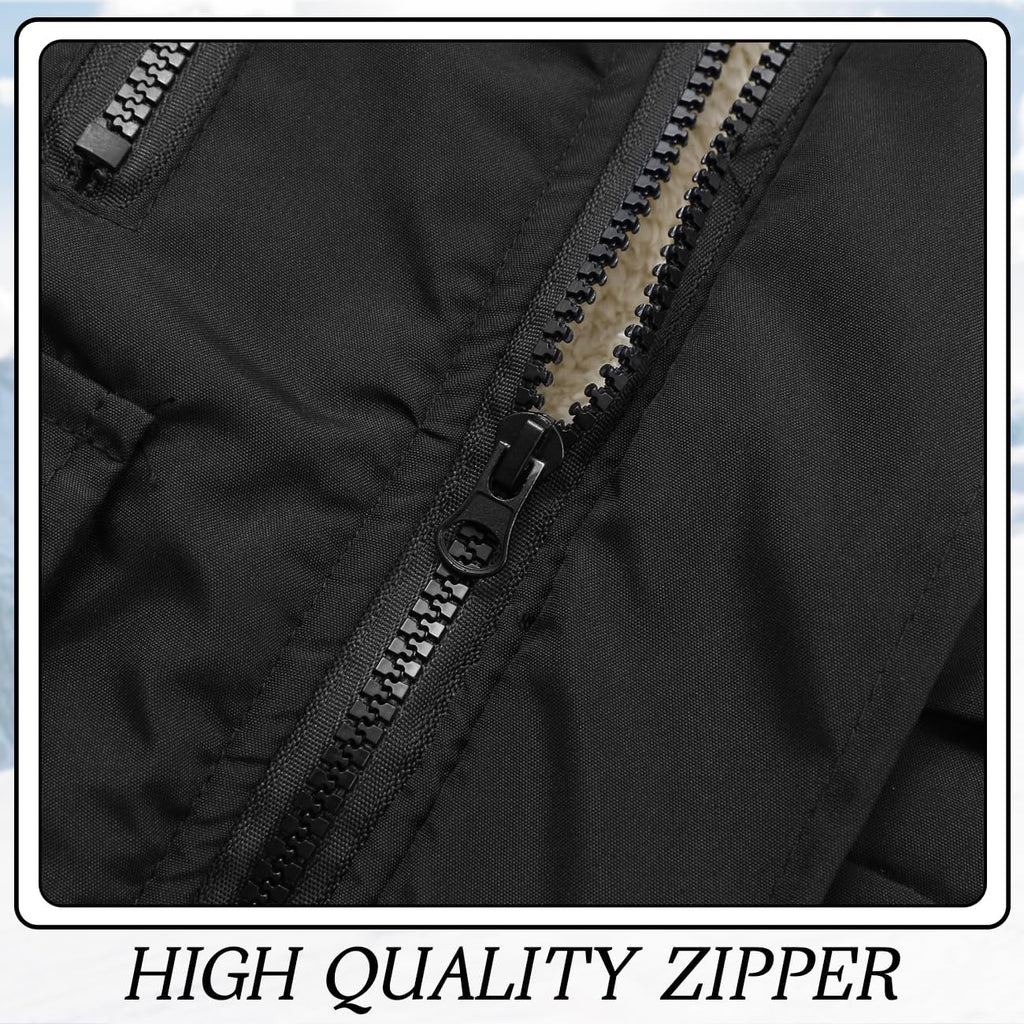 Kids Winter Fleece-Lined Coats For Boys Puffer Jackets With Hood