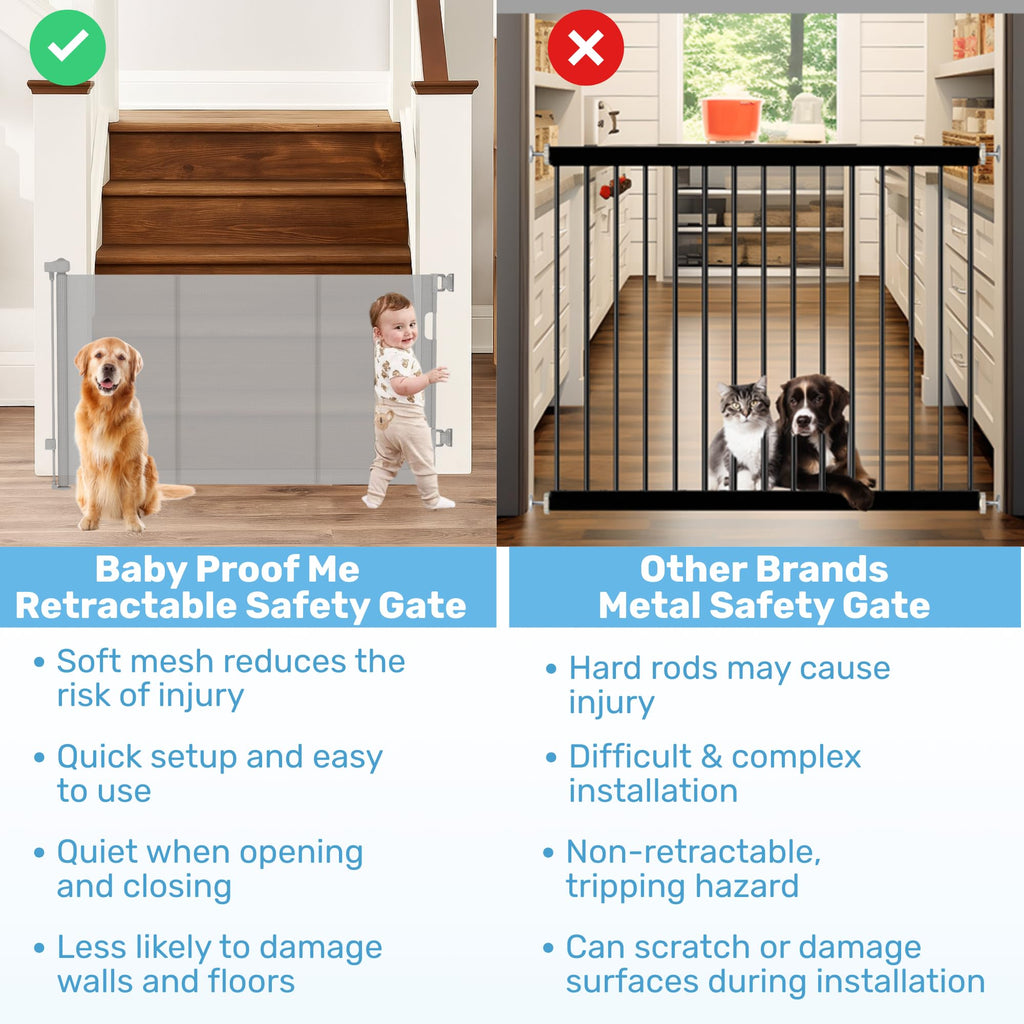 Retractable Baby Gate for Stairs & Doorways, Dog Pet Gate