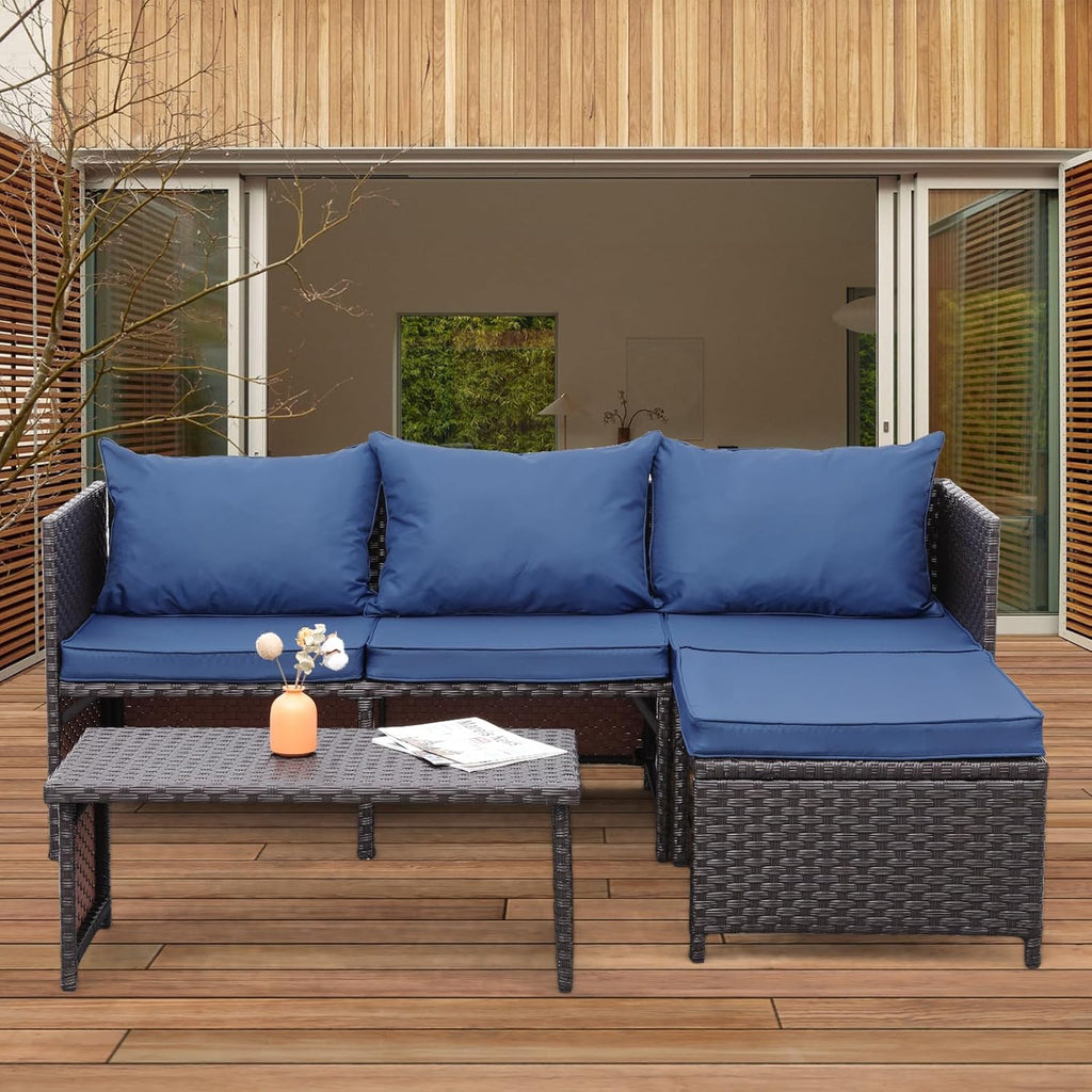 Valita Outdoor Furniture Set 3 Piece Patio Set Patio Conversation Sets Outdoor Sectional Sofa Patio Loveseat Coffee