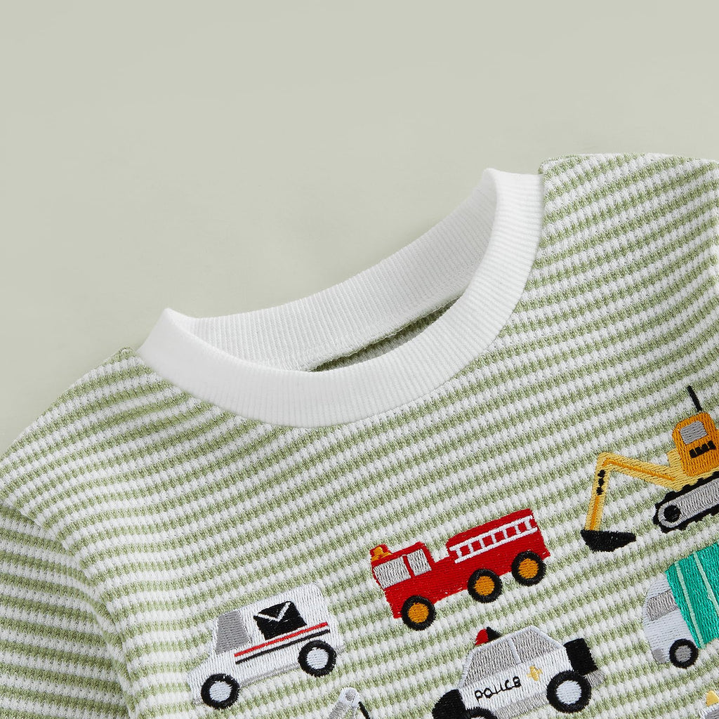 Toddler Baby Boy Fall Clothes Vehicles Sweatshirt Pants Set 2Pcs Outfit