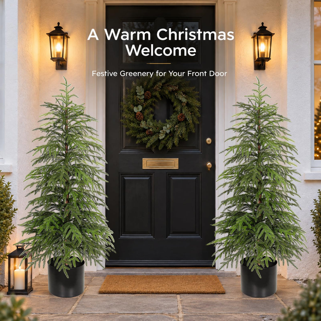 4FT Norfolk Pine Christmas Tree, Soft Touch Potted Artificial Trees
