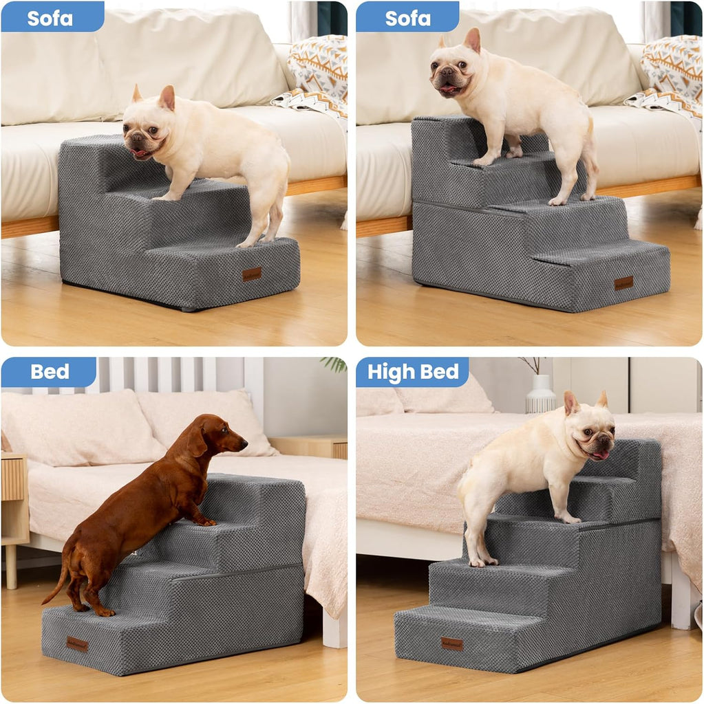 Dog Stairs for Small Dogs, Wider 3-Step Pet Steps for Couch & Bed