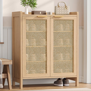Rattan Shoe Storage Cabinet, 5-Tier Shoe Cabinet