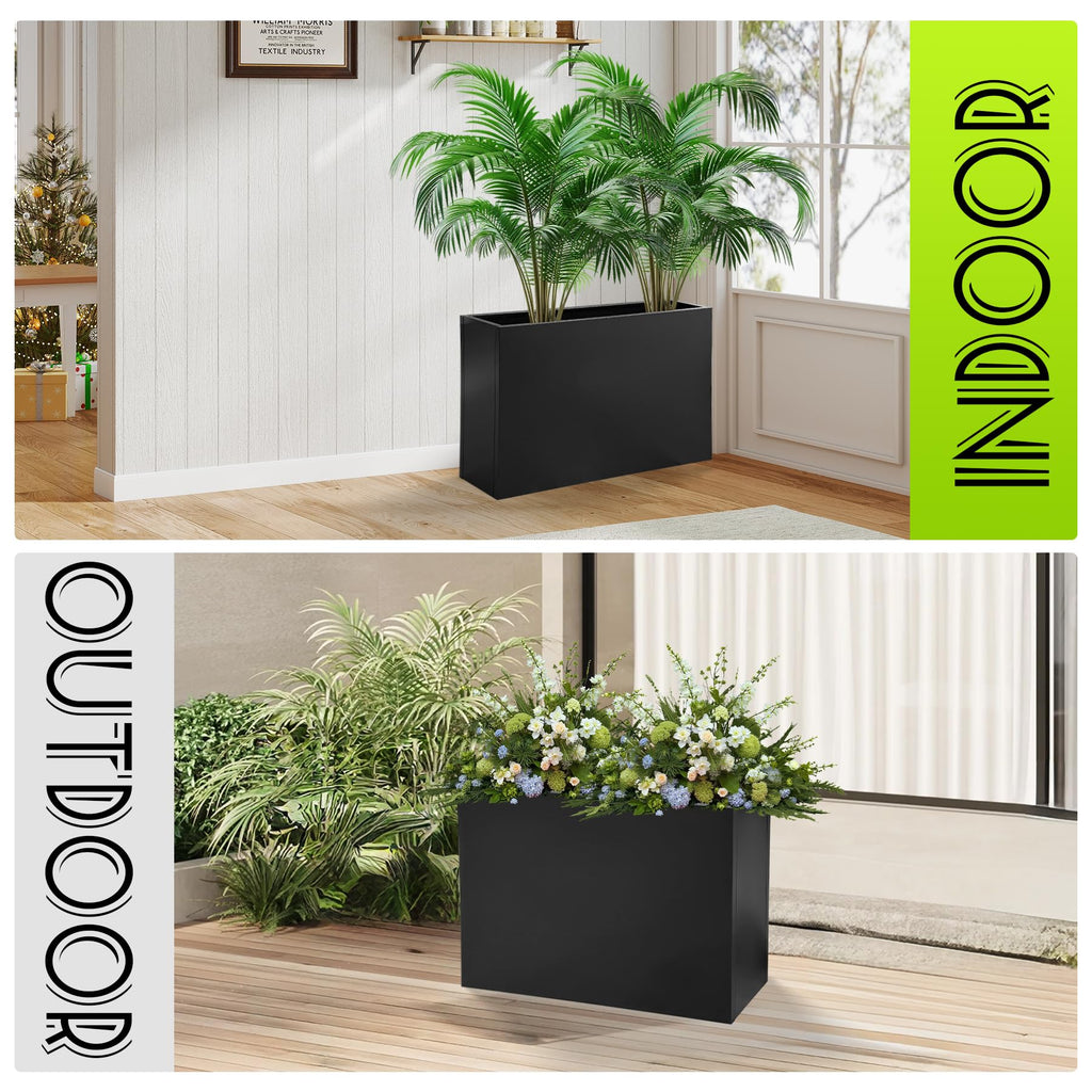 Metal Planter Box 38" x 10" x 30" Large Rectangular Planter Heavy Duty Galvanized Steel Tall Plant Boxes with Insert