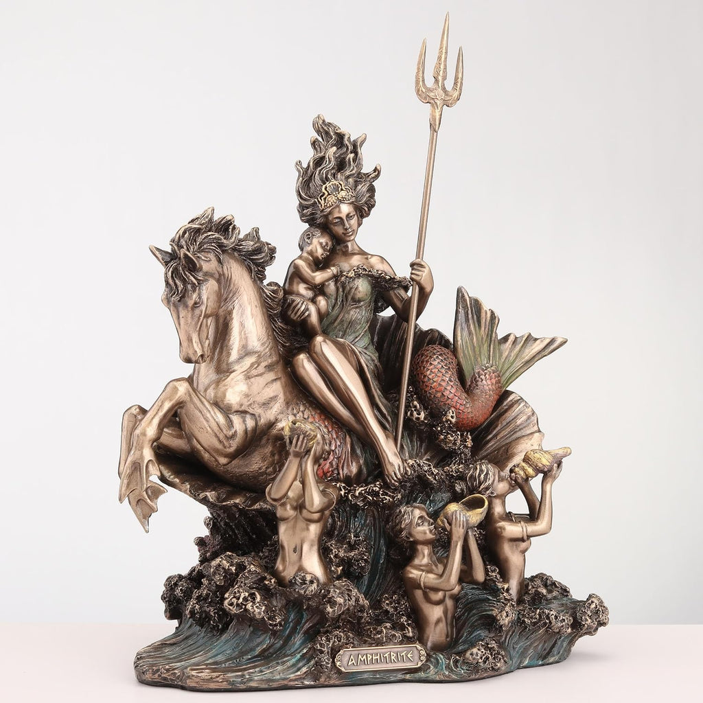 9 5/8 Inch Amphitrite The Greek Goddess of The Sea Cold Cast Resin Bronze Finish Sculpture