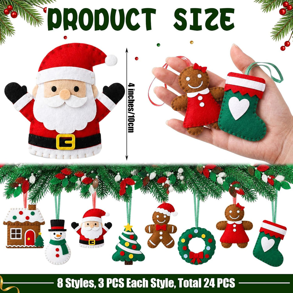 Felt Christmas Ornaments Set,4" - Set of 24