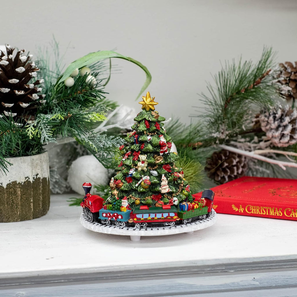 6-Inch Christmas Tree with Revolving Train Music Box