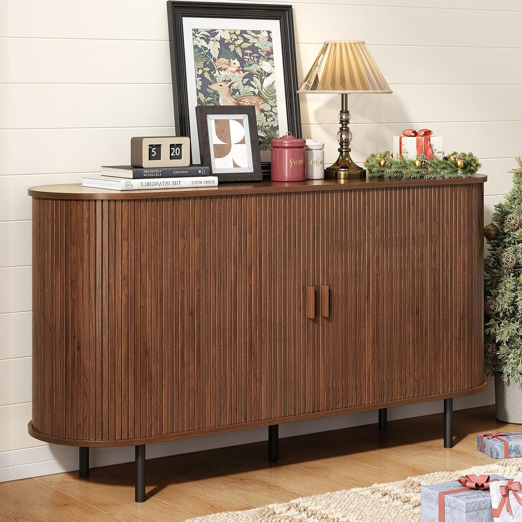 55" Sideboard Buffet Cabinet with Storage, Sliding Door & Adjustable Shelf