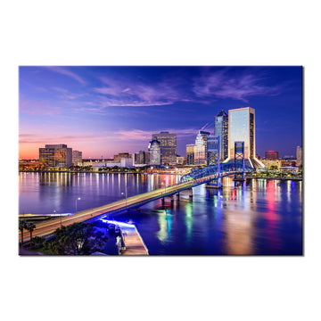 Florida Prints Wall Canvas Painting Jacksonville Poster Wall Decor USA Cityscape Skyline Picture Stretched Frame