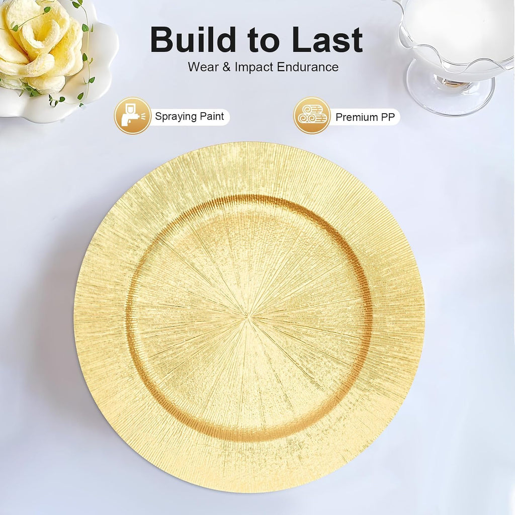 Gold Charger Plates Bulk 50 Pcs, 13" Chargers For Dinner Plates - Set of 50