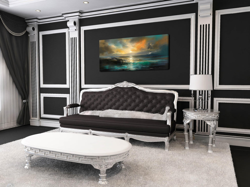 Ocean Sunset Landscape Canvas Wall Art Bedroom Home Decoration, Beautiful Nature Scenery Oil Painting Print Picture