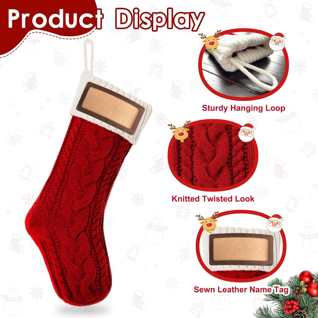 Christmas Stockings 6 Pack, 18 Inches Large Xmas Stockings Family Stocking