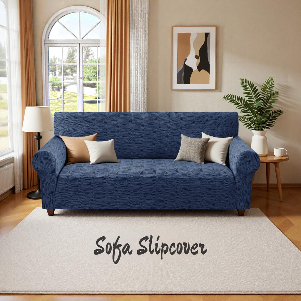 1 Piece Stretch Couch Covers for 2 Cushion Couch, Jacquard Loveseat Cover with Non-Slip Elastic Bottom, Thickened