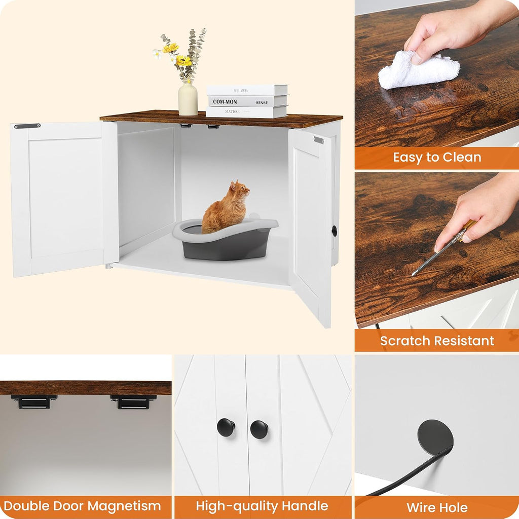 Cat Litter Box Enclosure, Hidden Litter Box Furniture, 27.6 Inches
