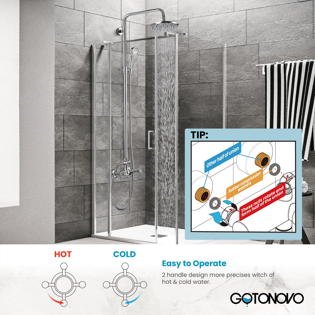 Exposed Shower System 8'' Head with Handheld Polished Chrome