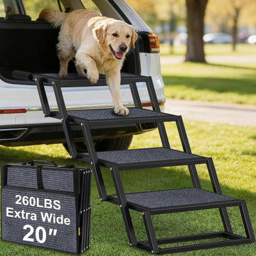 Dog Stairs for Large Dogs Extra Wide 20" with 5-Step Dog Ramp Steps
