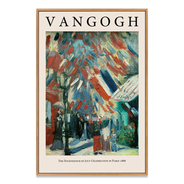 Van Gogh Framed canvas Wall, The Fourteenth of July Celebration in Paris Street view Painting Picture Reproduction