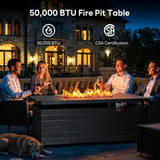 50” Outdoor Propane Fire Pit Table, 50,000 BTU Rectangular Gas Fire Pit with Lid & Blue Crystal Stones, Steel Tabletop, Adjustable Flame, 4-in-1 - Image 2