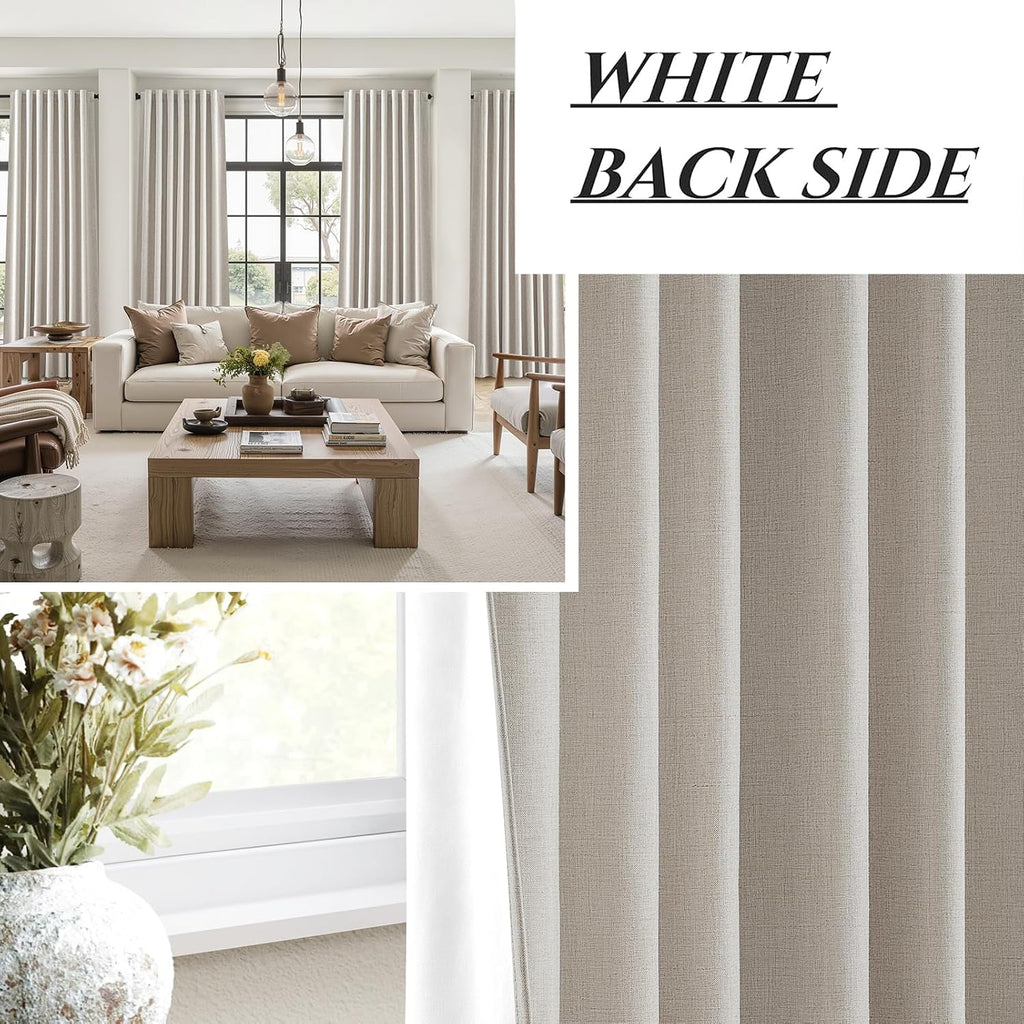 Black Out 96 Inch Long Boho Curtains 2 Panel Set, Farmhouse Curtains for Living Room Darkening/Thermal/Noise
