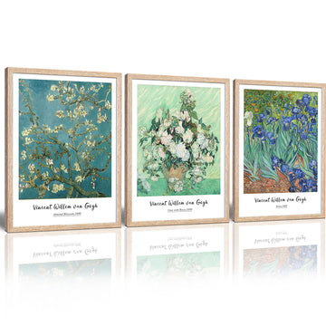 Framed Irises Vincent Van Gogh Canvas Wall Art, Vintage Roses Paintings, High Fashion Pictures Poster Prints