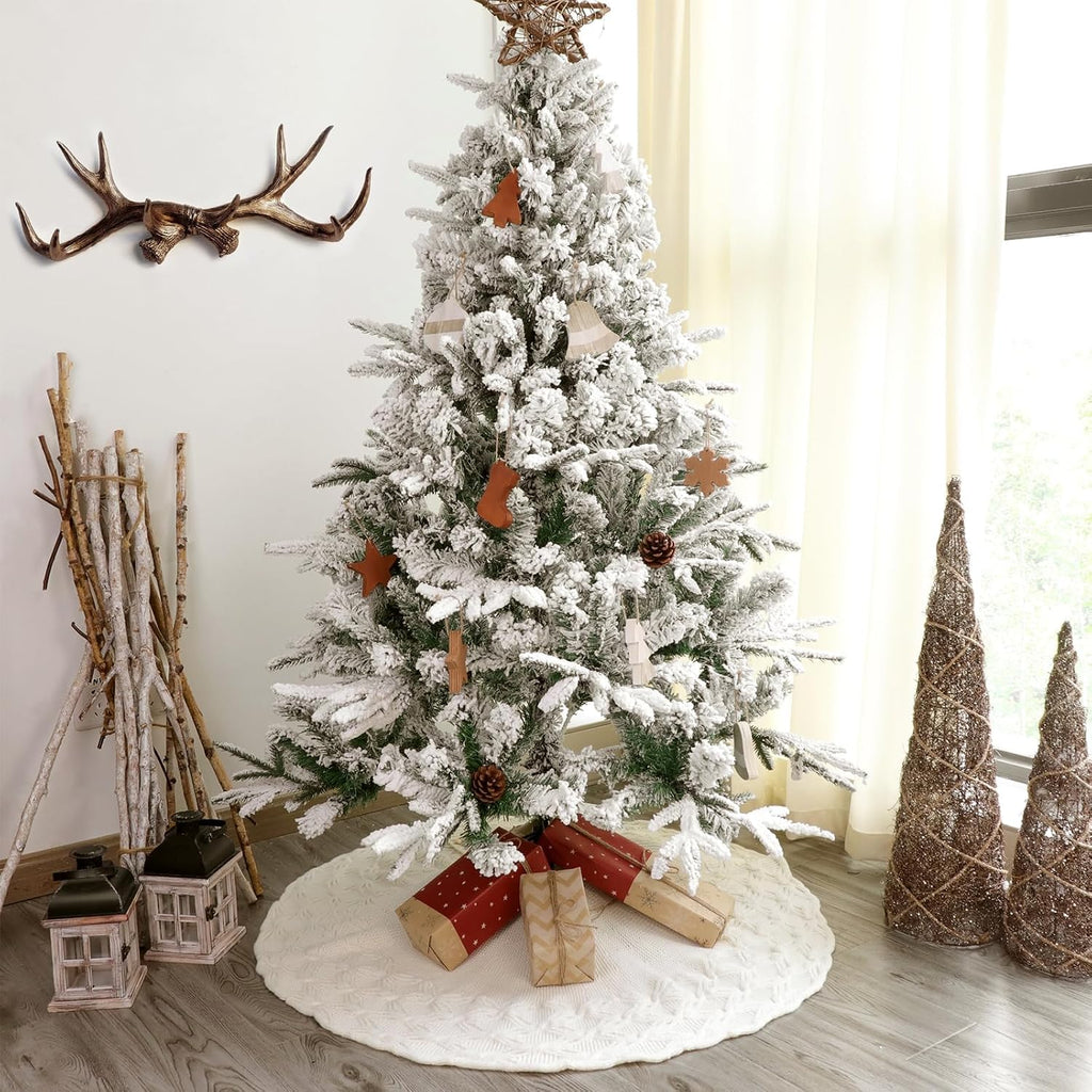 Knit Christmas Tree Skirts, Neutral Tree Skirt, Cozy Christmas Decorations