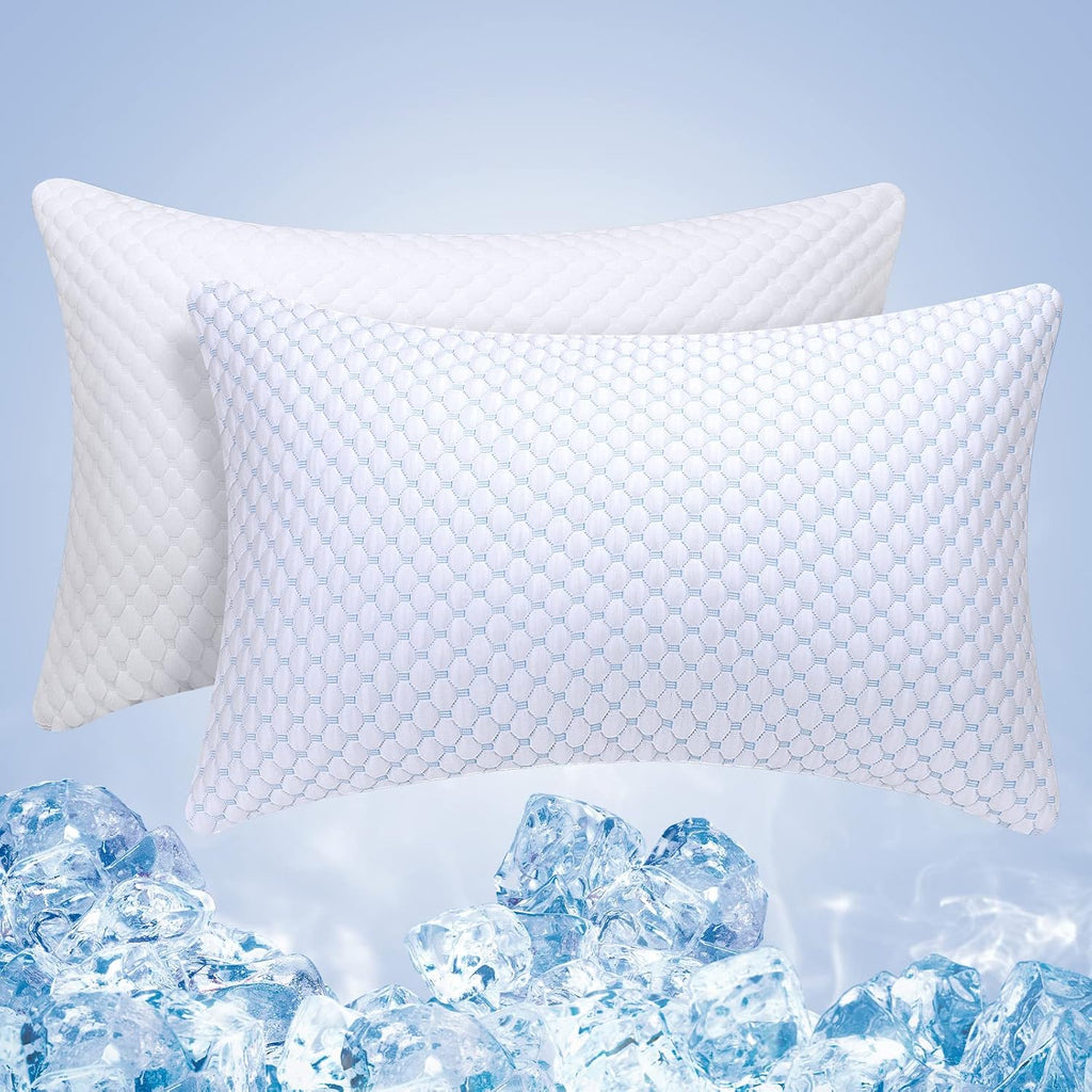 Shredded Memory Foam Pillows Standard Size Pack of 2 | Neck pain relief, supportive, odorless, cooling pillow