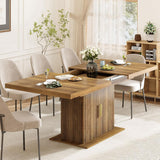 62.99"-78.74" Expandable Dining Table with Storage, Extendable Dining Table for 6-10 People, Extra Hidden Storage for