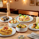 24 Pieces Porcelain Dinnerware Sets, Premium Plates and Bowls Set, High-Fired Ceramic Dishes Set for 8