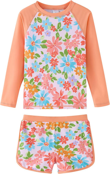 Girl Rash Guard Swimsuit Pieces Long Sleeve Bathing Suit