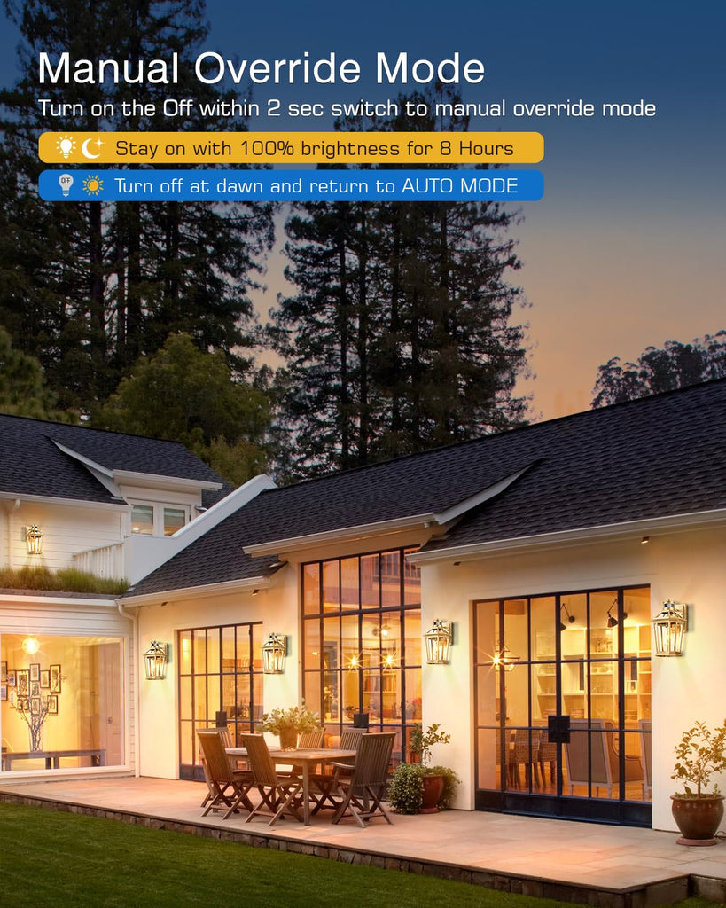 Outdoor Wall Lights Lantern, 2 Pack Gold Motion Sensor Proch Light, Dusk to Dawn Weather Resistant Exterior Lights