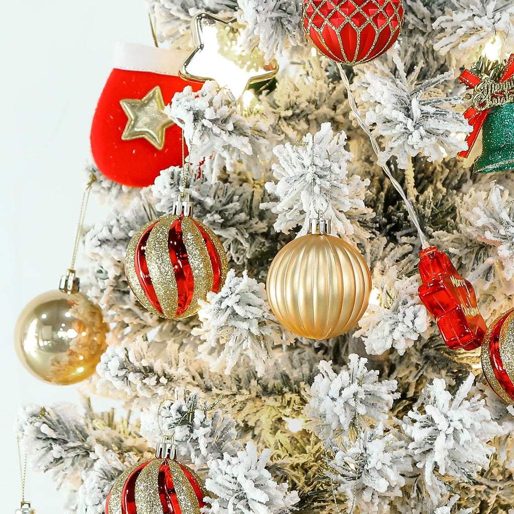 2.36 Inch Christmas Tree Balls Ornaments, Red & Gold, 60mm - Set of 30