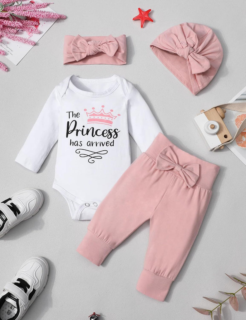 Infant Newborn Baby Girl Clothes Long Sleeve Snap Romper Pant Sets