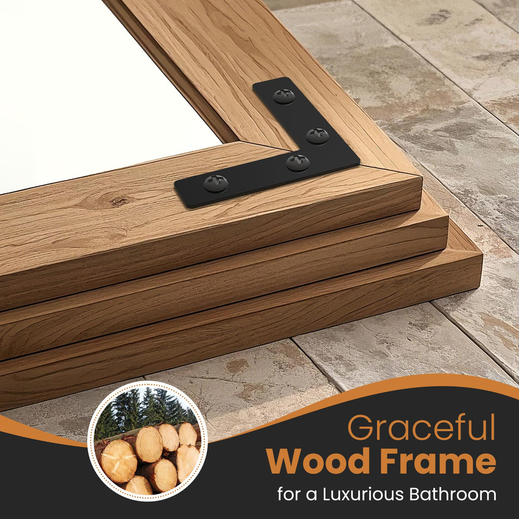 Wood Framed Full Length Mirror for Wall, 55"X28" Floor Standing Body Mirror