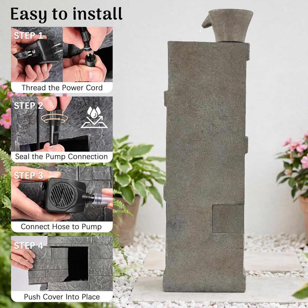Redlife 49.6" Tall Outdoor Waterfall Fountain
