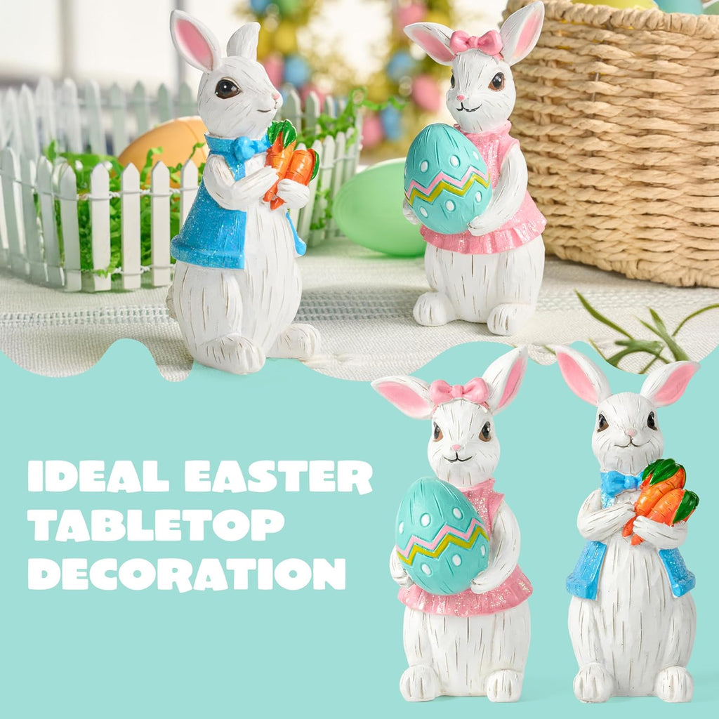 Easter Bunny Decor, Easter Indoor Decorations for Table, Spring Decor, Rabbit, Egg Figuring and Office - Set of 2