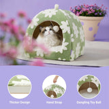 Cute Cat Beds for Indoor Cats - 2 in 1 Cat Cave Bed for Kittens and Small Pets with Removable Washable Cushioned