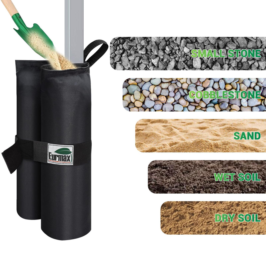 USA 4-Pack Capacity Universal Canopy Weight Bags, Heavy Duty Windproof Sandbags with All-Around Wrap