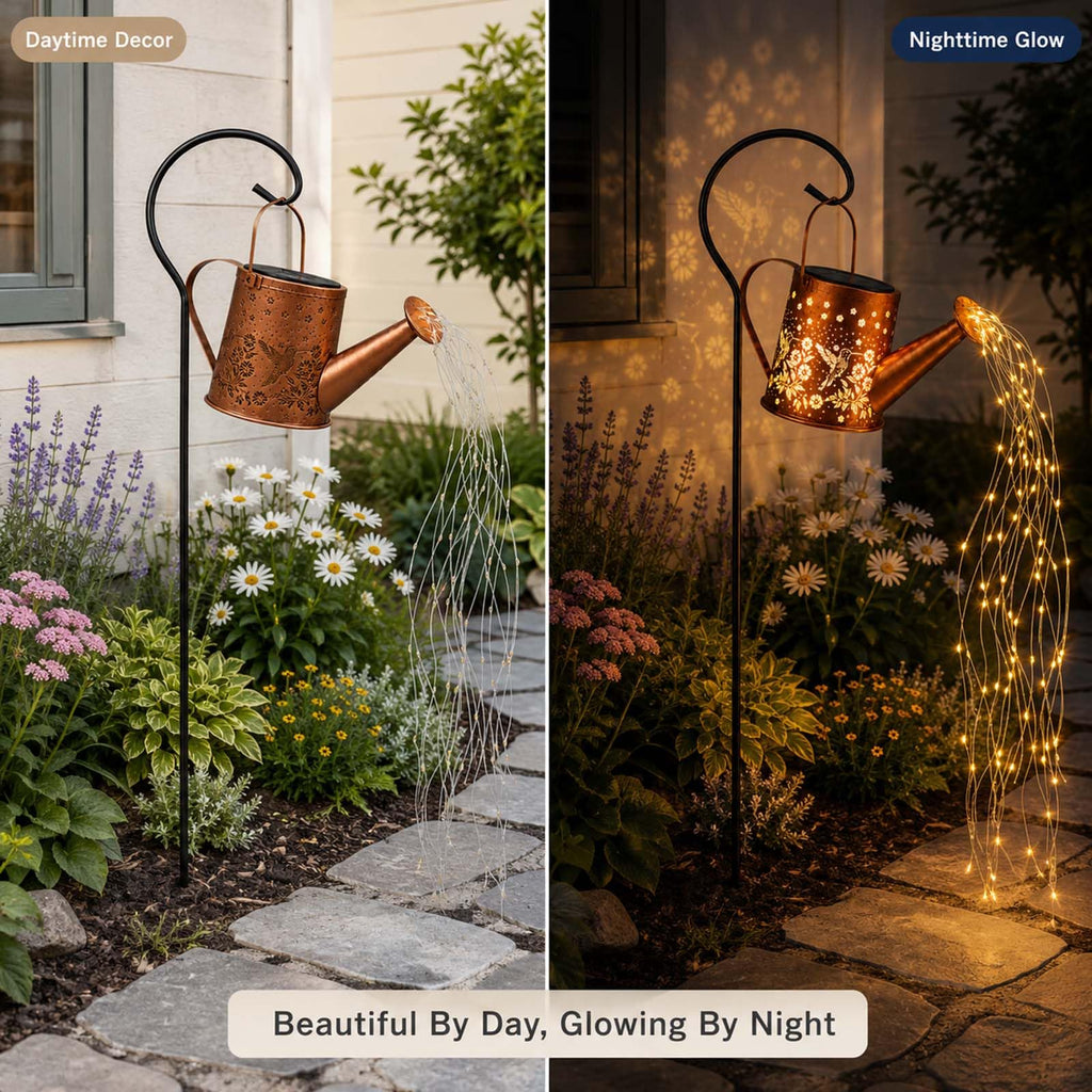 Watering Can Light, LED String Lantern, Hummingbird Garden Yard Decor