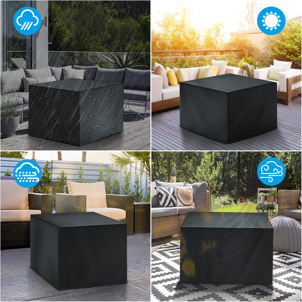 Patio Ottoman Cover Waterproof, 28.3 x 28.3 x 16.9 inch Rectangular Outdoor Side Table Cover, Durable Outdoor