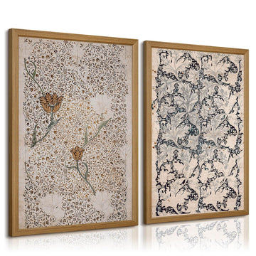 Vintage Botanical Wall Art Prints Set of 2 Antique Sketch Wall Art Decor Neutral Flower Canvas Wall Art Floral