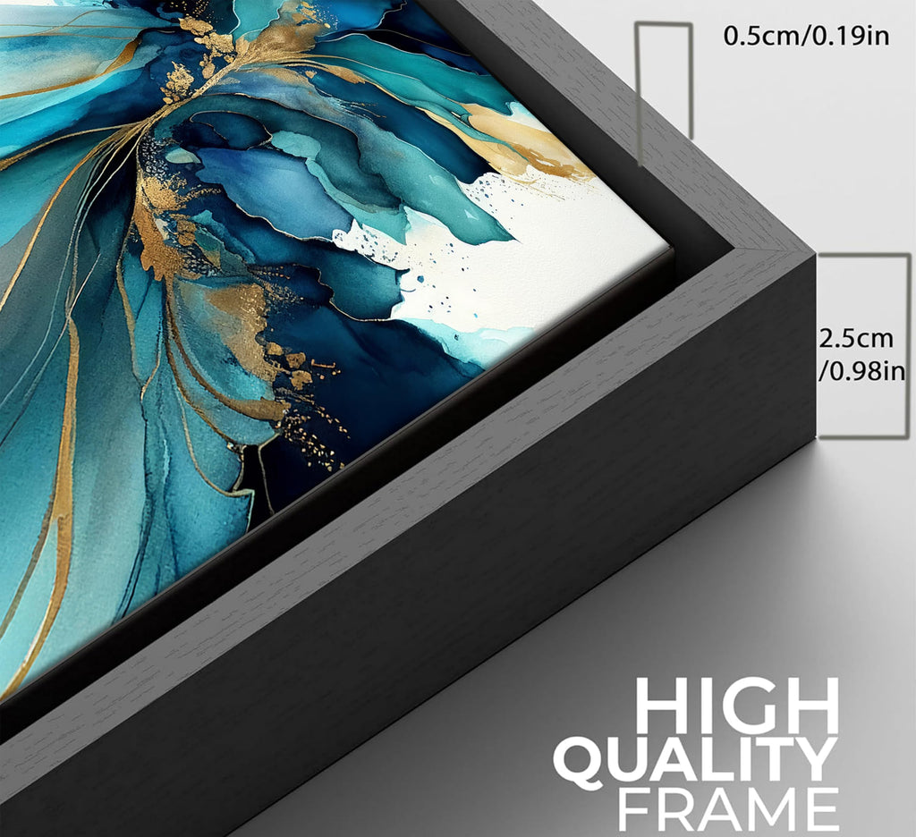 Framed Green gold canvas wall art Modern Blue Green and Gold Abstract Marble Fluid Posters Print Artwork Living Room