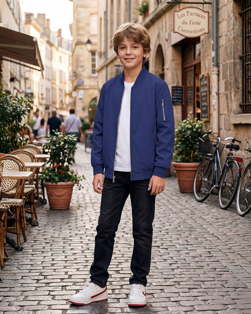 Boy's Bomber Jackets Kids Spring Fall Zip Up Varsity Windbreak Jackets