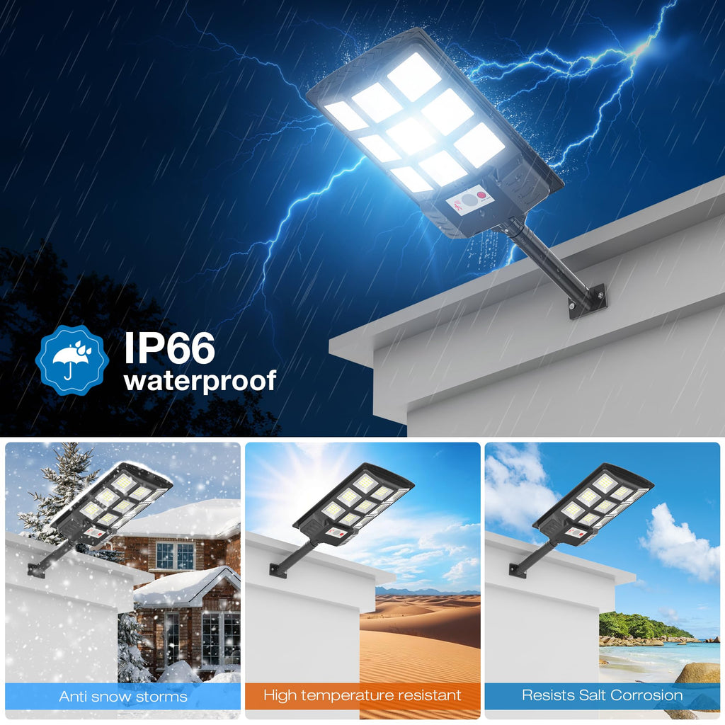 Solar Lights Outdoor, IP66 Waterproof Motion Sensor Solar Street Light