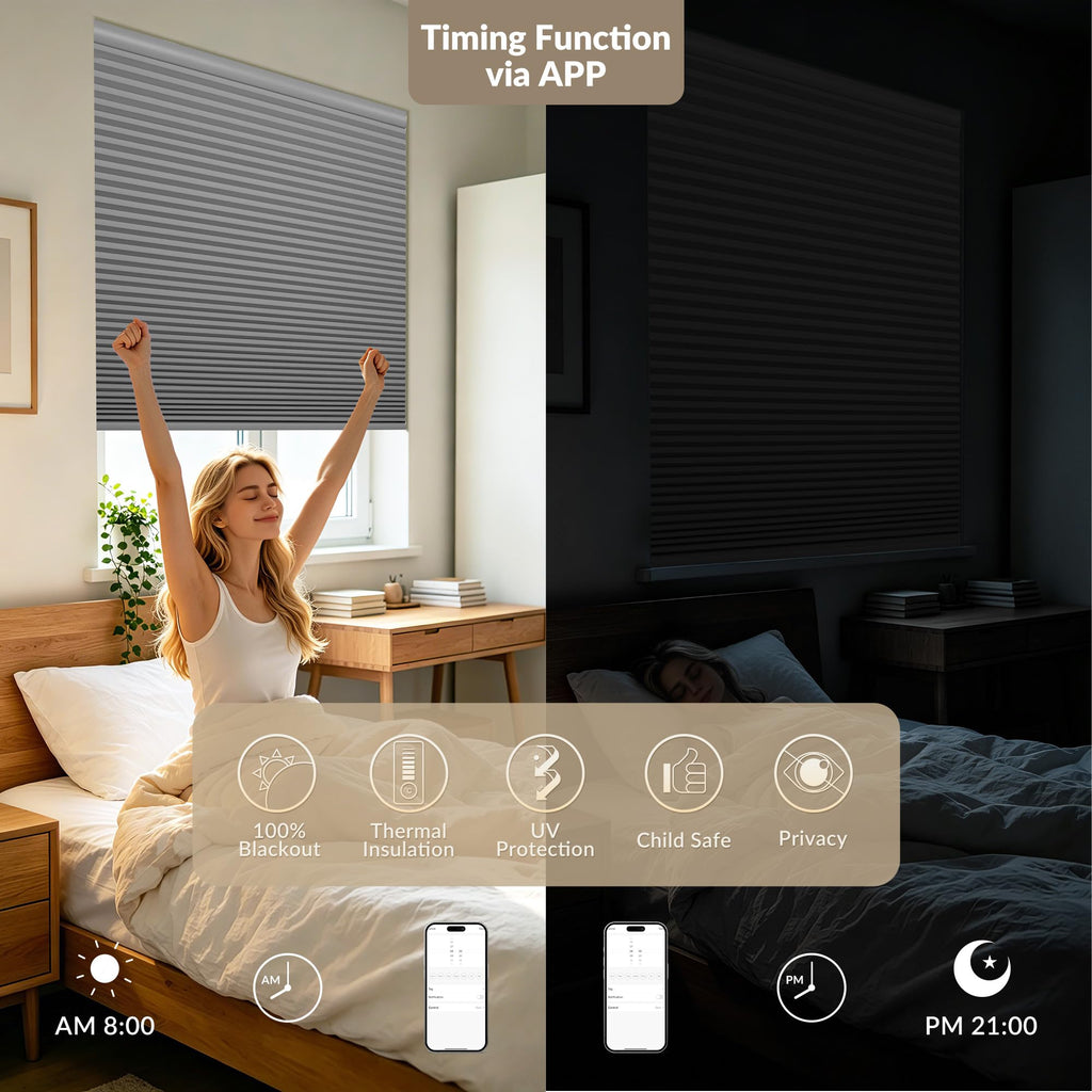 Motorized Cellular Shades with Remote for Windows, Custom Size