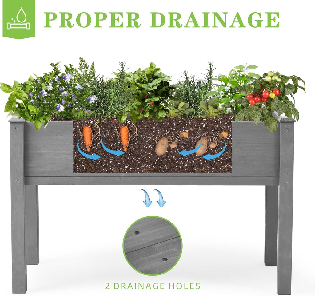 Raised Garden Bed with Legs, 48×24×30 Cedar Wood Elevated Planter Box | Large Growing Capacity,Premium Cedar
