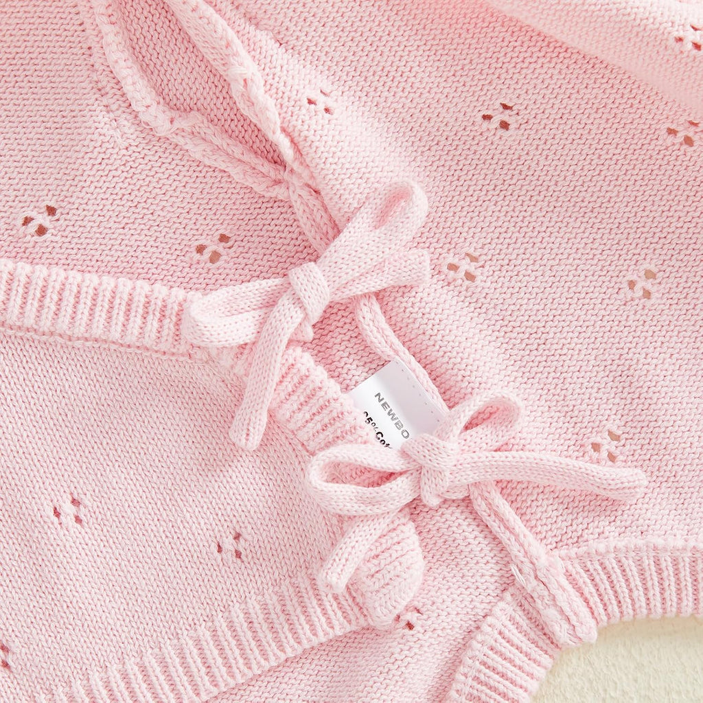 Newborn Baby Girl Sweater Ruffle Knit Romper Wrap Bodysuit