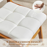 Furniliving Oak Wooden Dining Chairs Set of 2, Mid-Century Modern Linen Fabric Upholstered Kitchen Chair