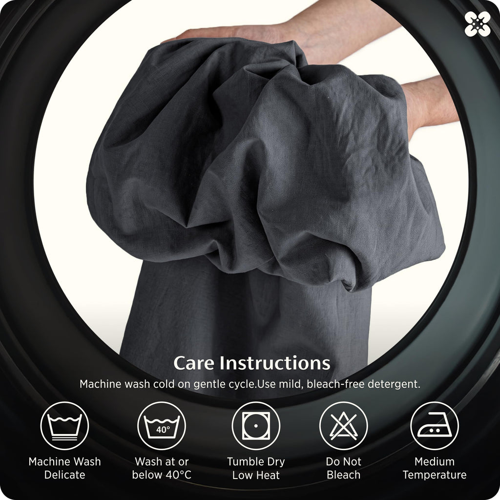 PureWoven Linen Duvet Cover, Linen-Cotton, Charcoal Grey