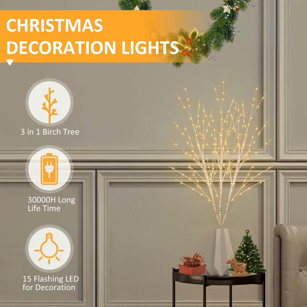 Lighted Birch Tree Branches 33IN with Timer Light up Branches