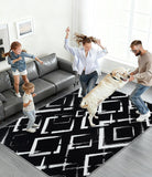 Black Modern Geometric Area Rug 8x10